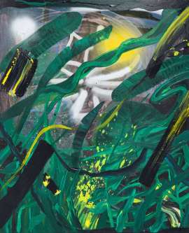 Flow - through a jungle,  90×110 cm, acryl and spray on canvas, 2021
