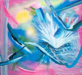 Soft, strong, smooth and splash!120x110cm, 2022/2023, acryl and spray on canvas